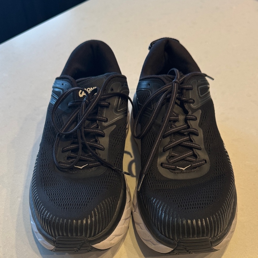 Hoka Black and White Athletic Shoes Bondi 7 11-wide